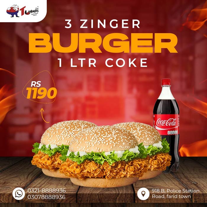 Zinger Burger Deal at Tummies