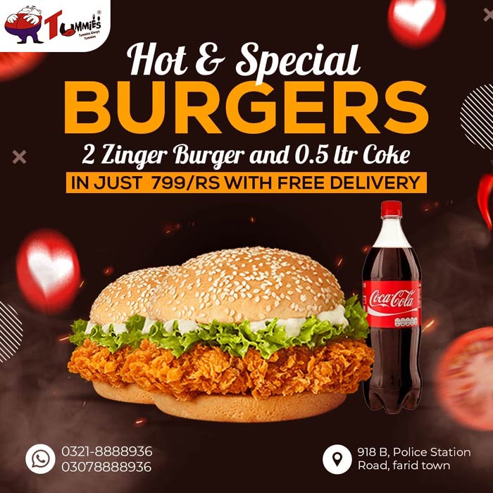 Hot and Special Burger Deal at Tummies